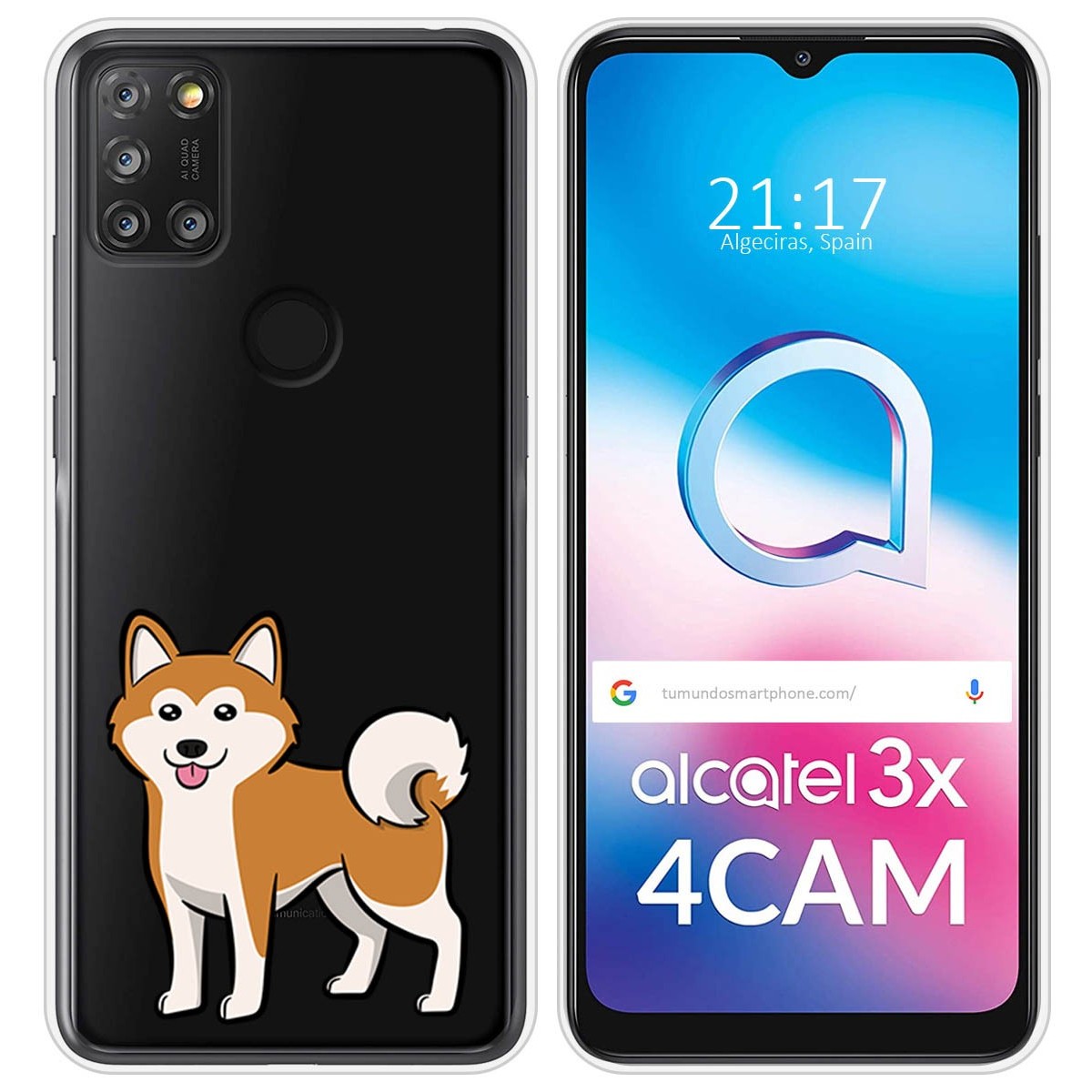 Funda Silicona Transparente para Alcatel 3X 4CAM diseño Perros 02 Dibujos