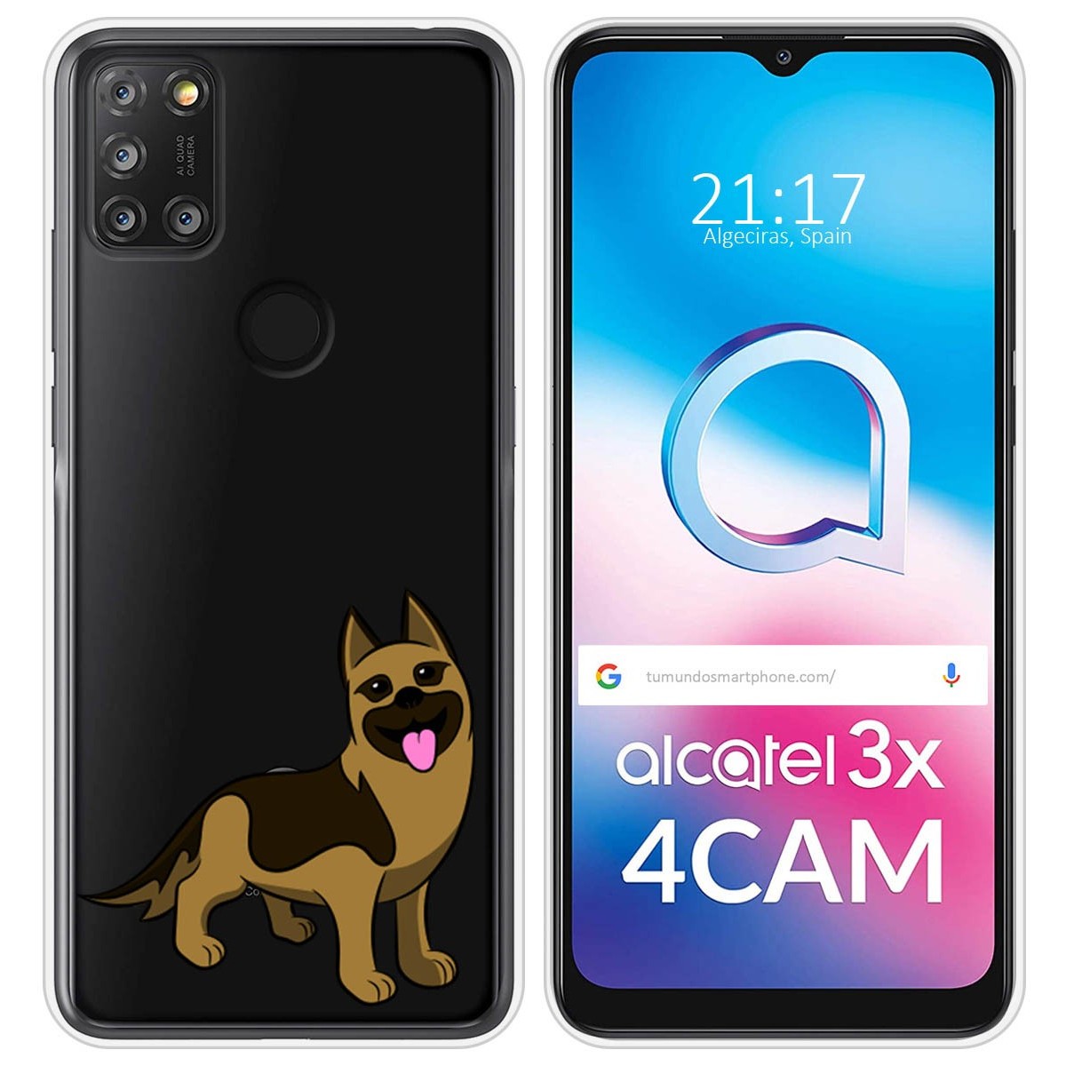 Funda Silicona Transparente para Alcatel 3X 4CAM diseño Perros 03 Dibujos