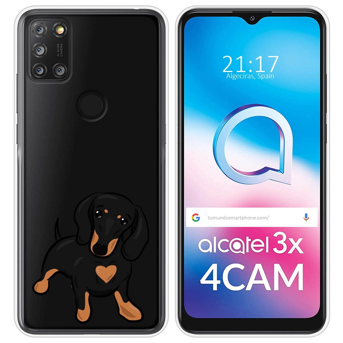Funda Silicona Transparente para Alcatel 3X 4CAM diseño Perros 04 Dibujos