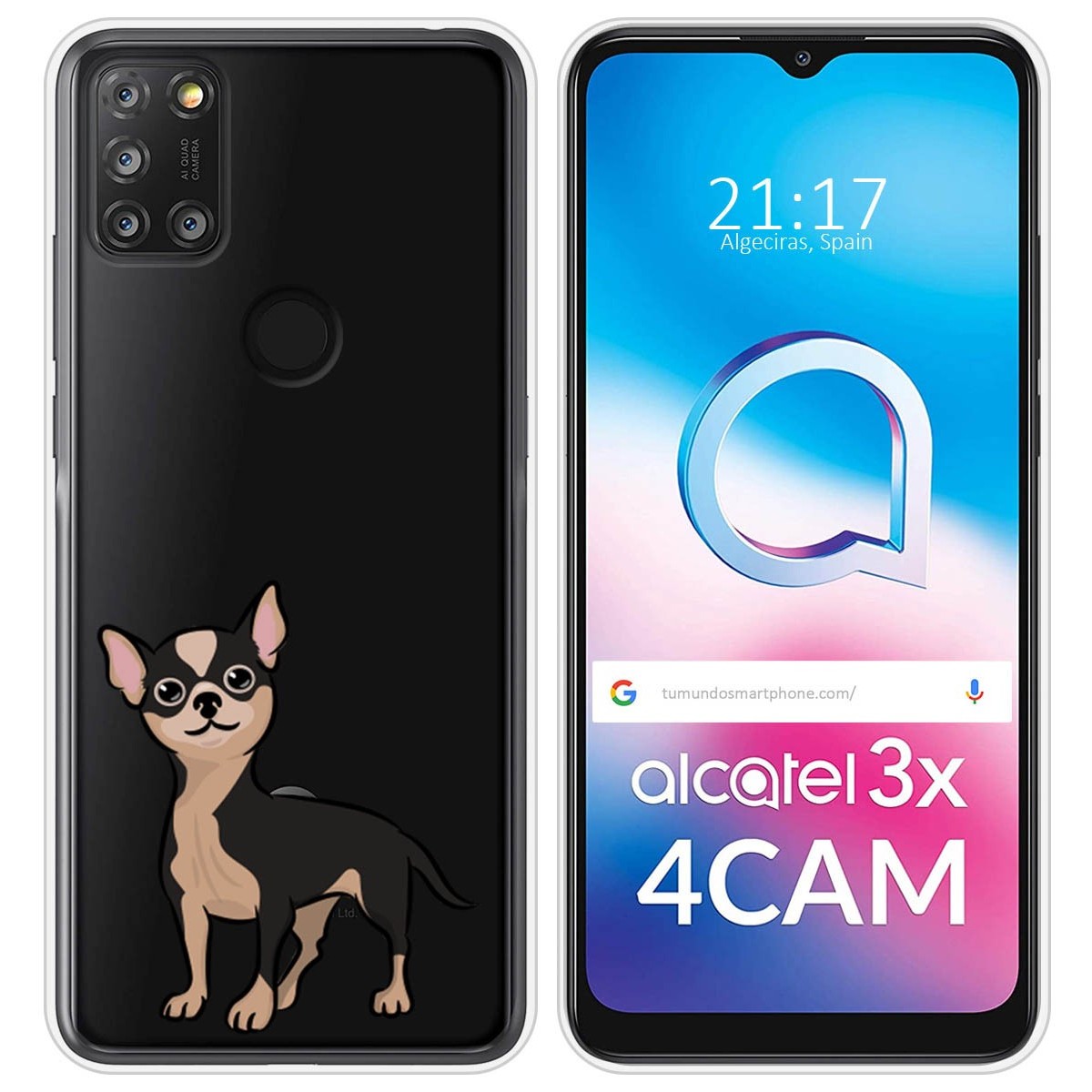 Funda Silicona Transparente para Alcatel 3X 4CAM diseño Perros 05 Dibujos