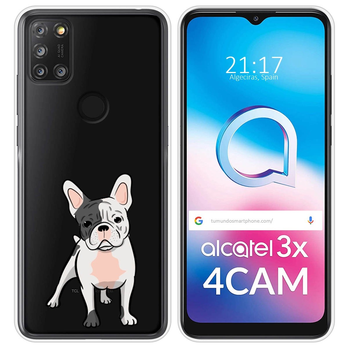 Funda Silicona Transparente para Alcatel 3X 4CAM diseño Perros 06 Dibujos