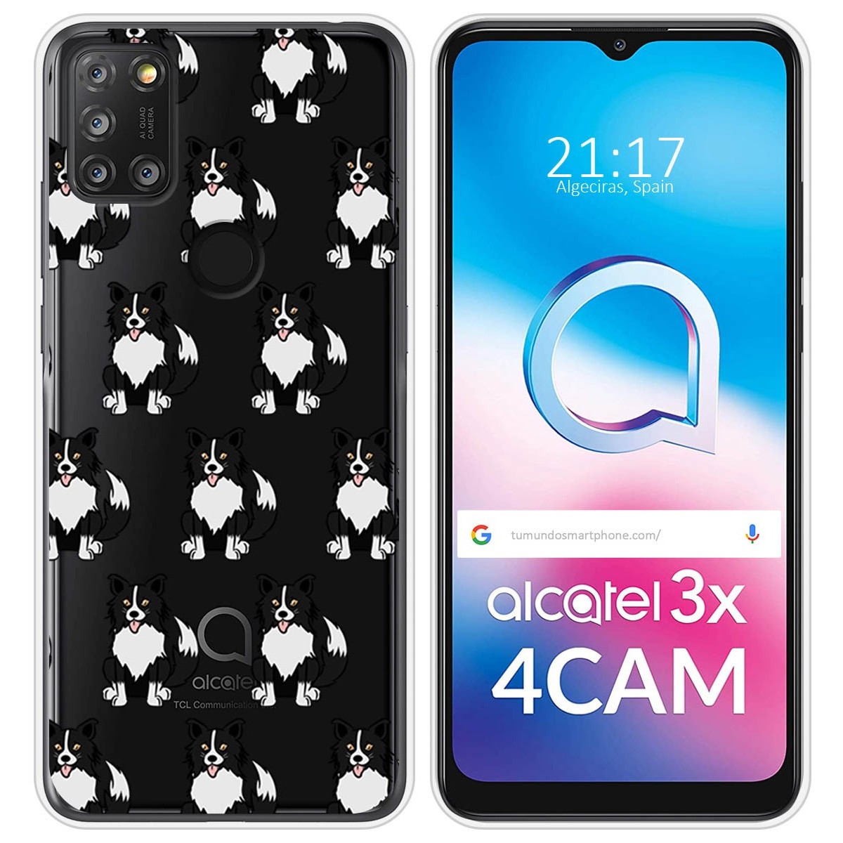 Funda Silicona Transparente para Alcatel 3X 4CAM diseño Perros 07 Dibujos