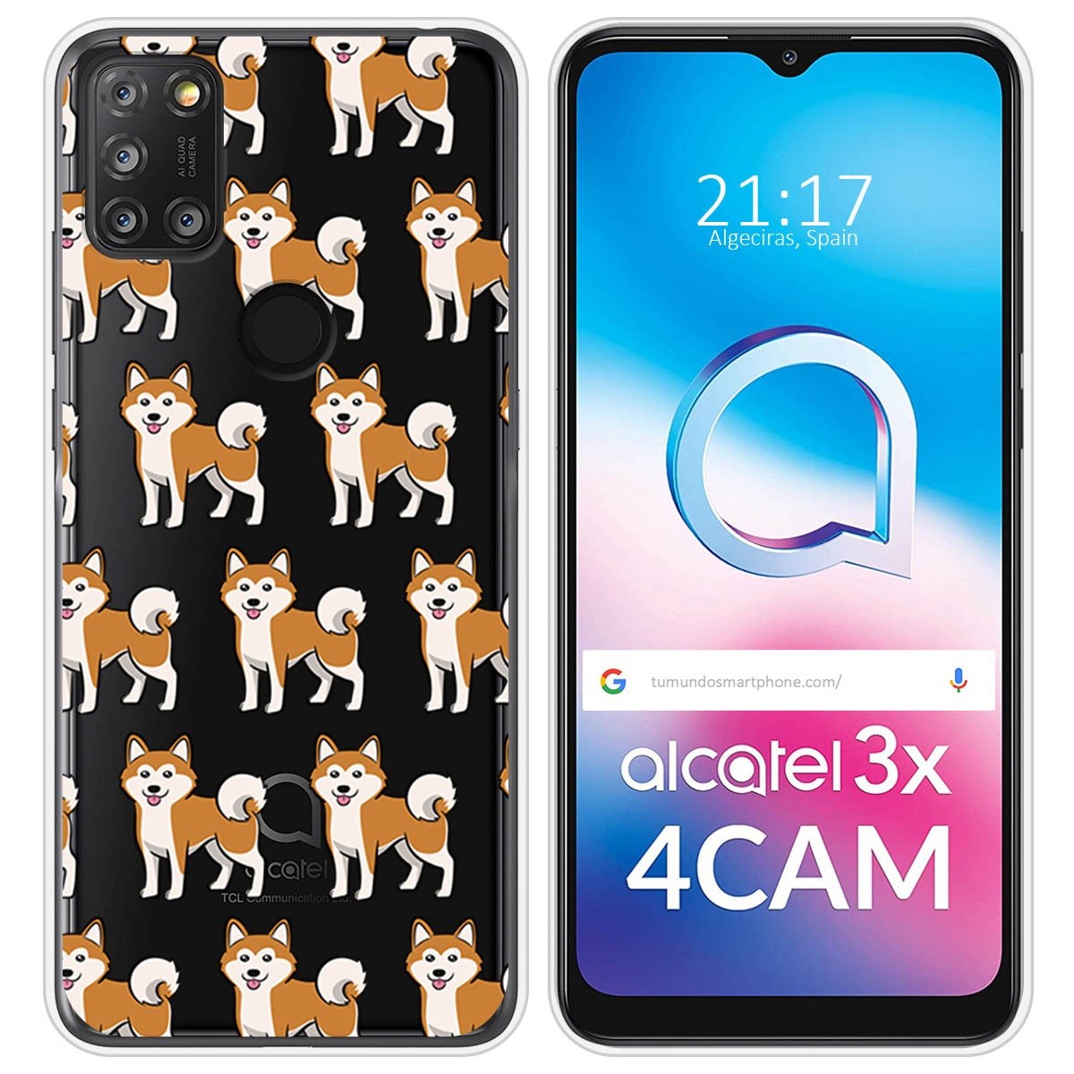 Funda Silicona Transparente para Alcatel 3X 4CAM diseño Perros 08 Dibujos