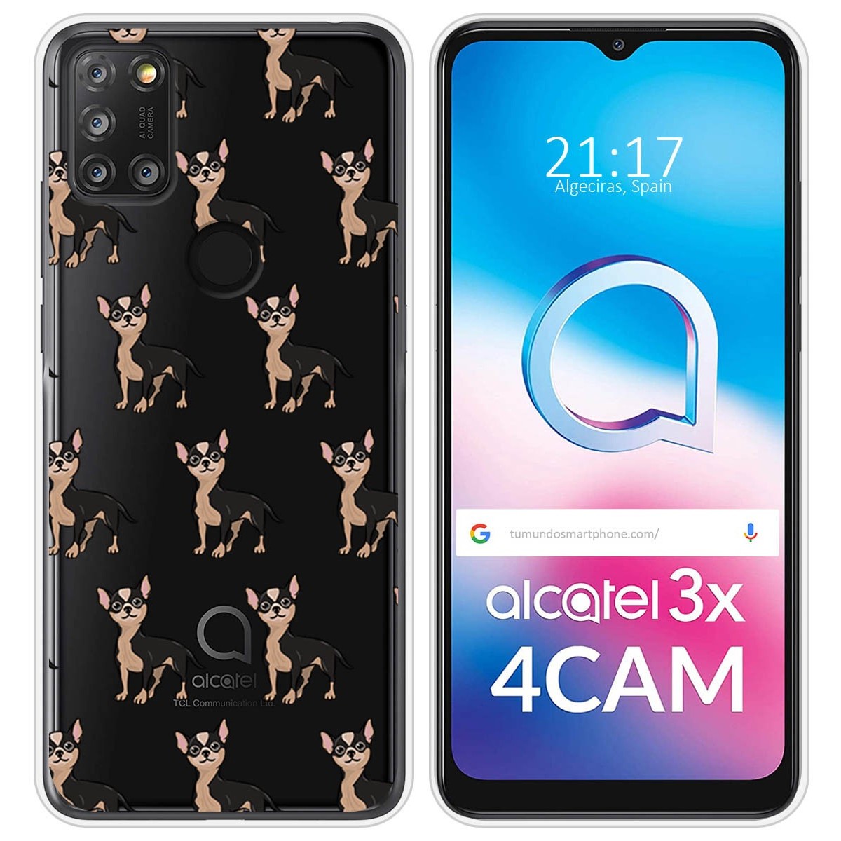 Funda Silicona Transparente para Alcatel 3X 4CAM diseño Perros 11 Dibujos