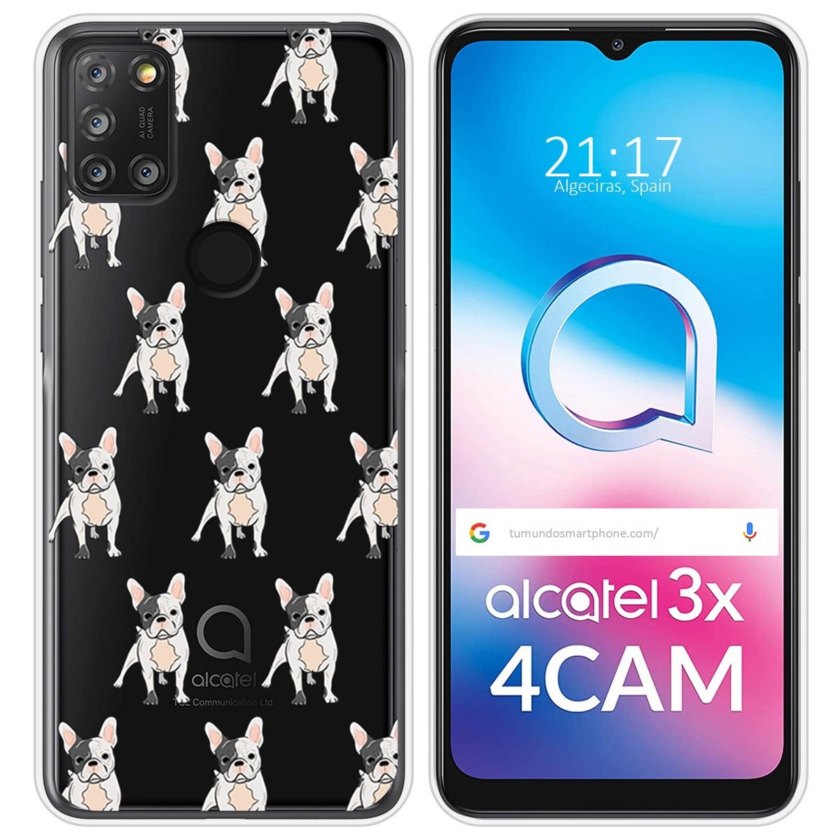 Funda Silicona Transparente para Alcatel 3X 4CAM diseño Perros 12 Dibujos