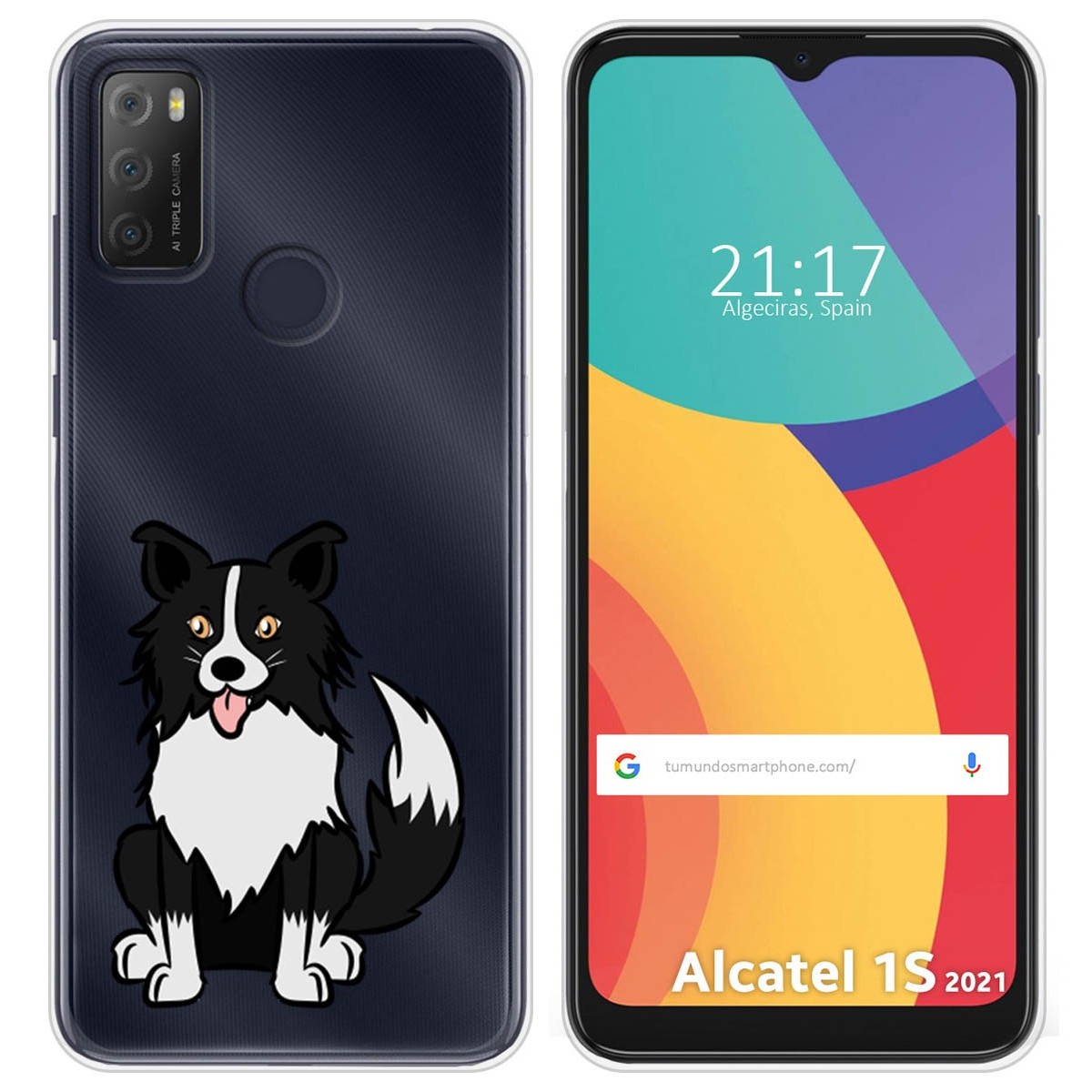 Funda Silicona Transparente para Alcatel 1S 2021 / 3L 2021 diseño Perros 01 Dibujos