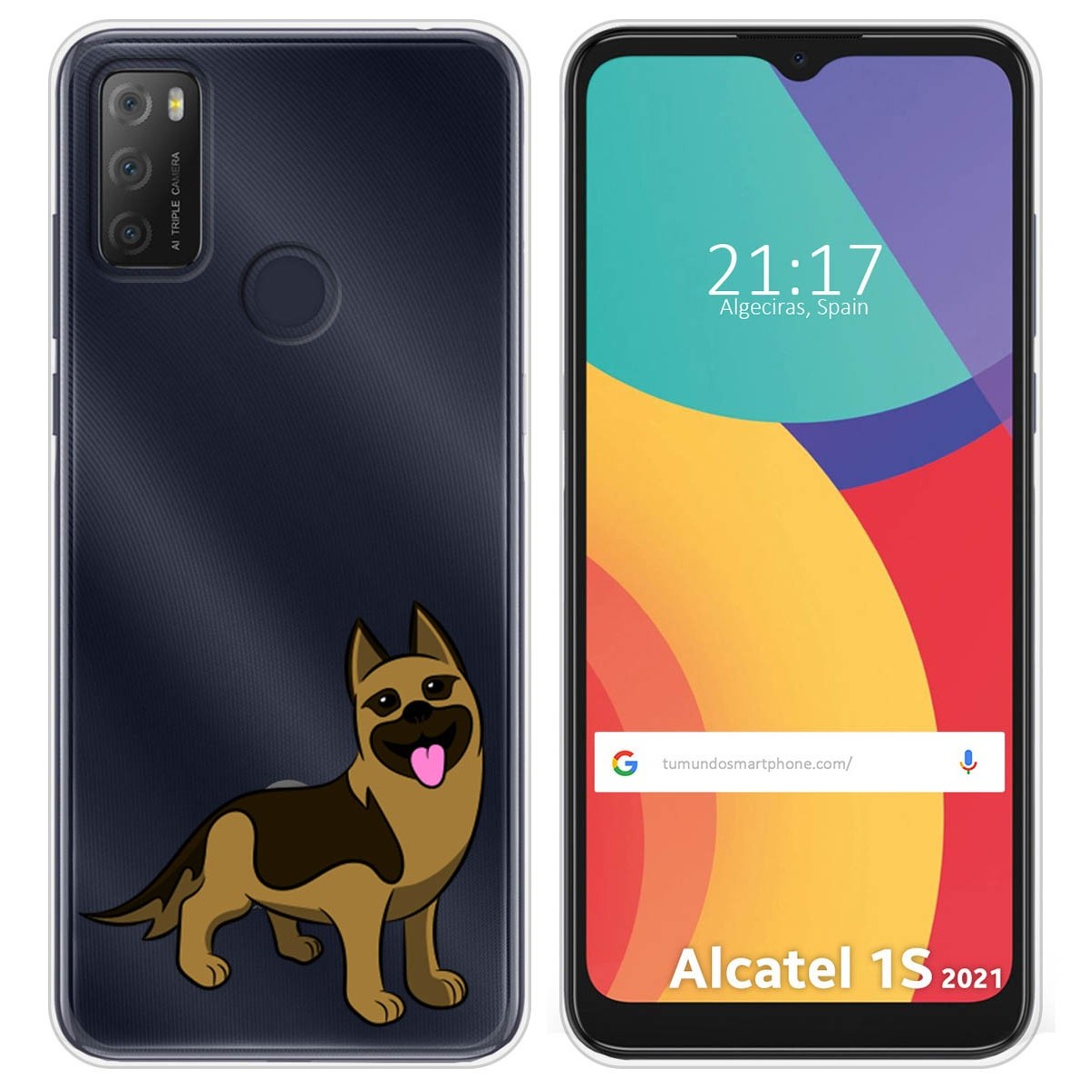 Funda Silicona Transparente para Alcatel 1S 2021 / 3L 2021 diseño Perros 03 Dibujos