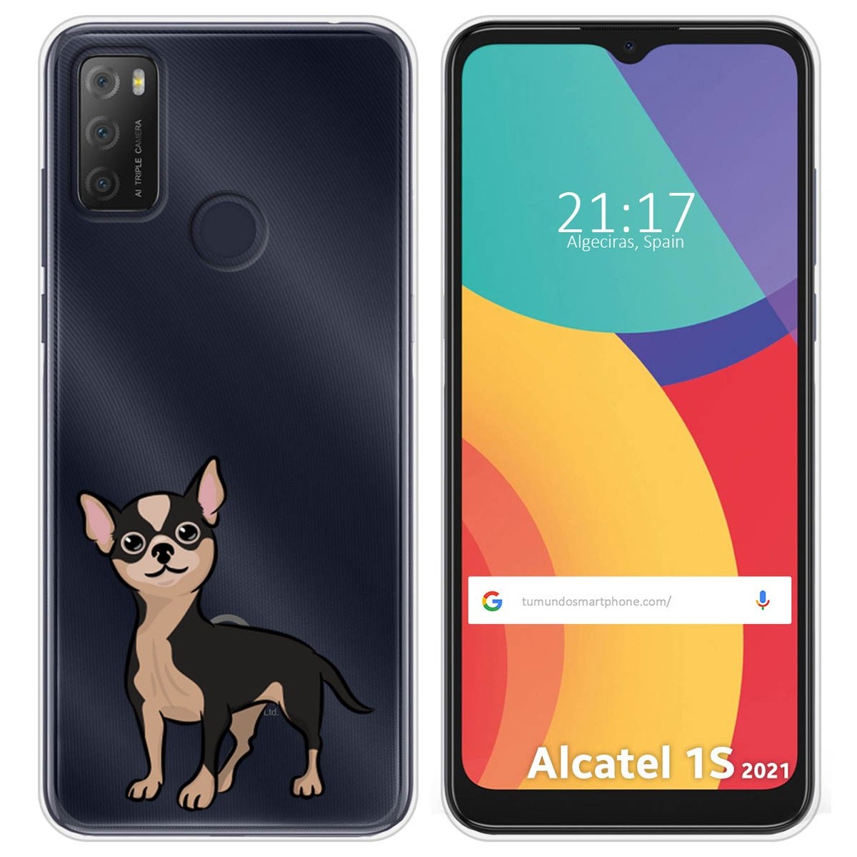 Funda Silicona Transparente para Alcatel 1S 2021 / 3L 2021 diseño Perros 05 Dibujos