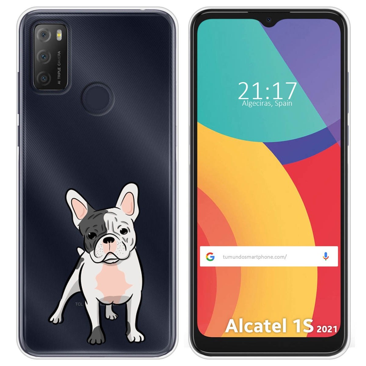 Funda Silicona Transparente para Alcatel 1S 2021 / 3L 2021 diseño Perros 06 Dibujos