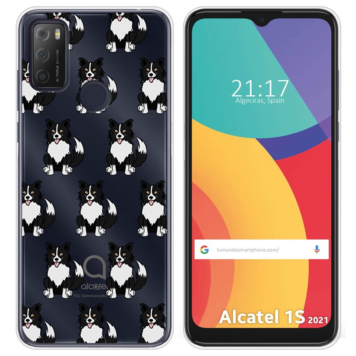 Funda Silicona Transparente para Alcatel 1S 2021 / 3L 2021 diseño Perros 07 Dibujos
