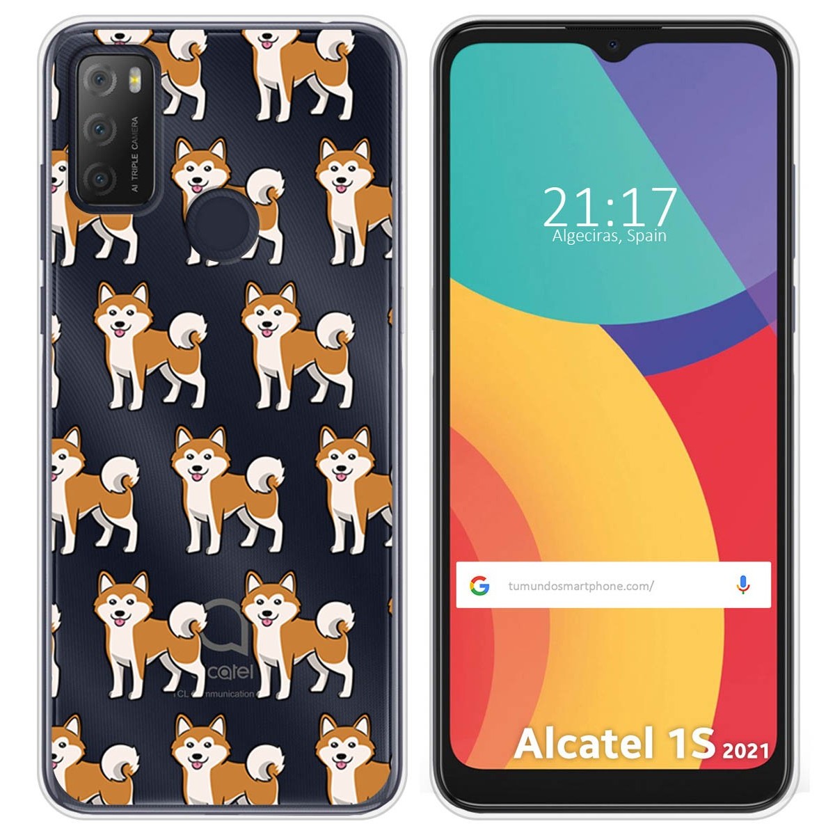 Funda Silicona Transparente para Alcatel 1S 2021 / 3L 2021 diseño Perros 08 Dibujos