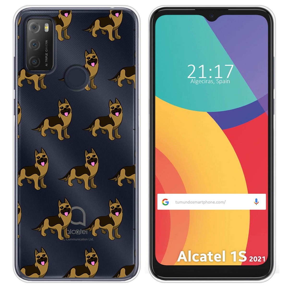 Funda Silicona Transparente para Alcatel 1S 2021 / 3L 2021 diseño Perros 09 Dibujos