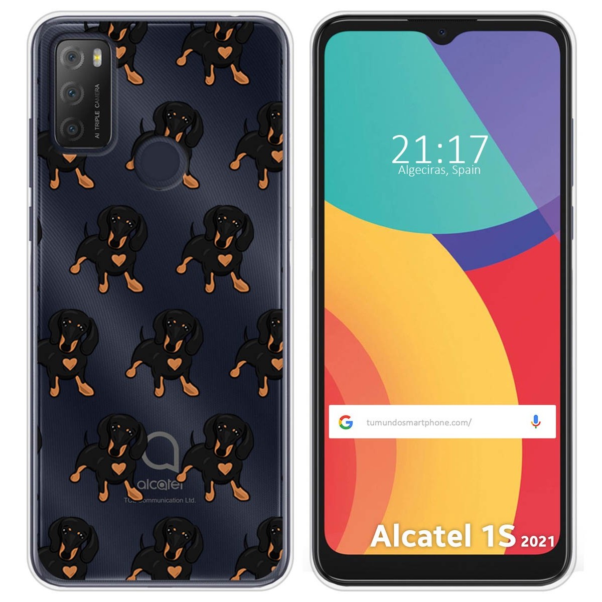 Funda Silicona Transparente para Alcatel 1S 2021 / 3L 2021 diseño Perros 10 Dibujos