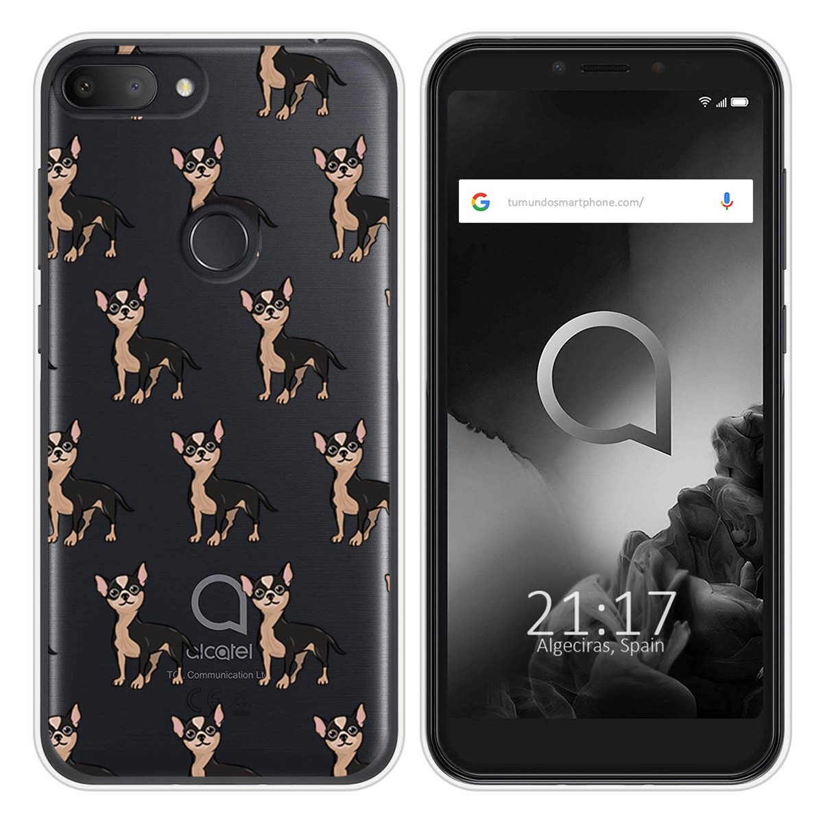 Funda Silicona Transparente para Alcatel 1S 2019 diseño Perros 11 Dibujos