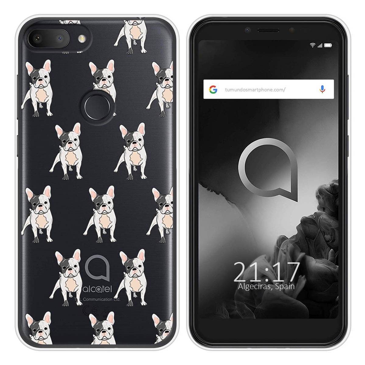 Funda Silicona Transparente para Alcatel 1S 2019 diseño Perros 12 Dibujos