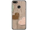 Funda Gel Tpu para Huawei Y6 Pro 2017 / P9 Lite Mini Diseño Corazones Madera Dibujos