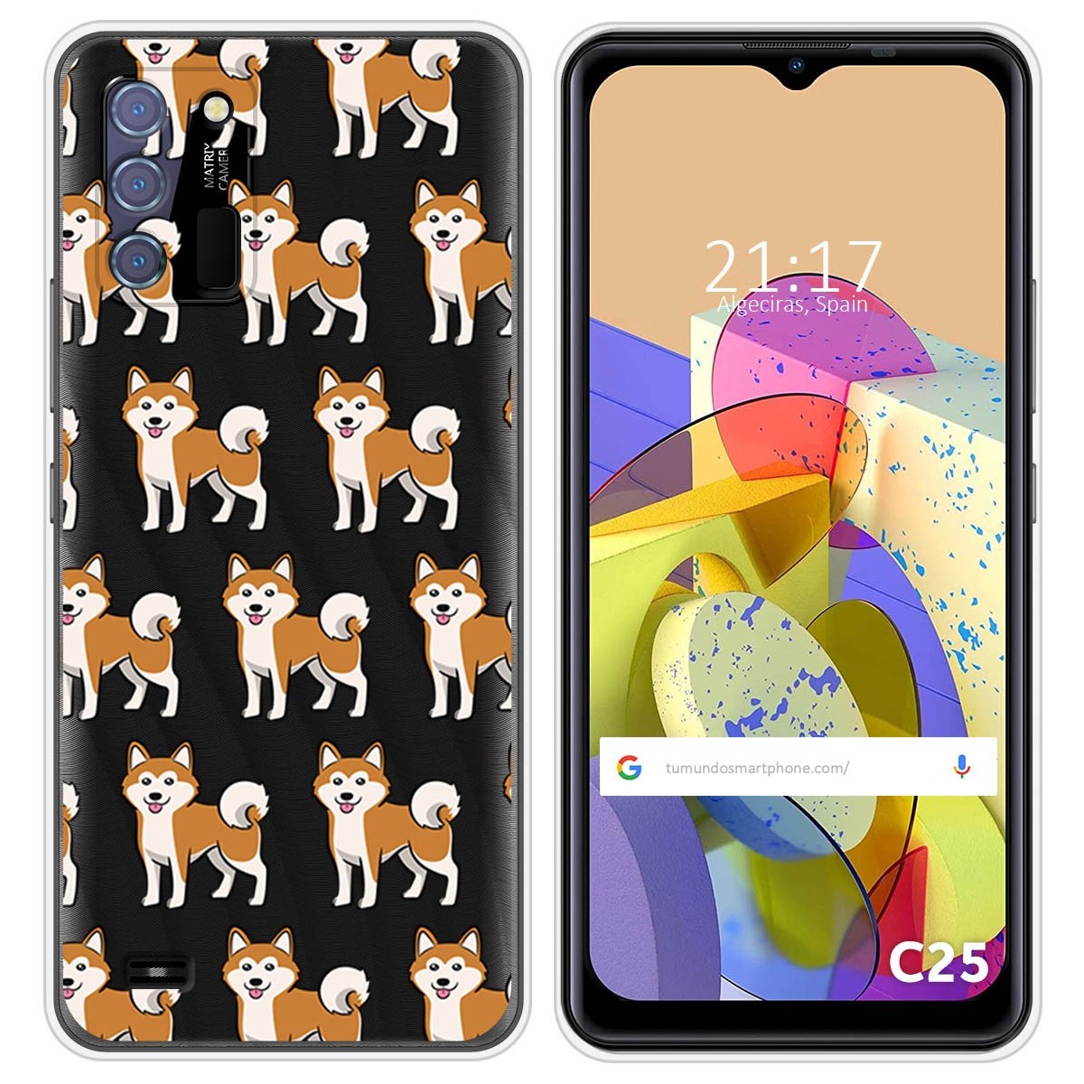 Funda Silicona Transparente para Oukitel C25 diseño Perros 08 Dibujos
