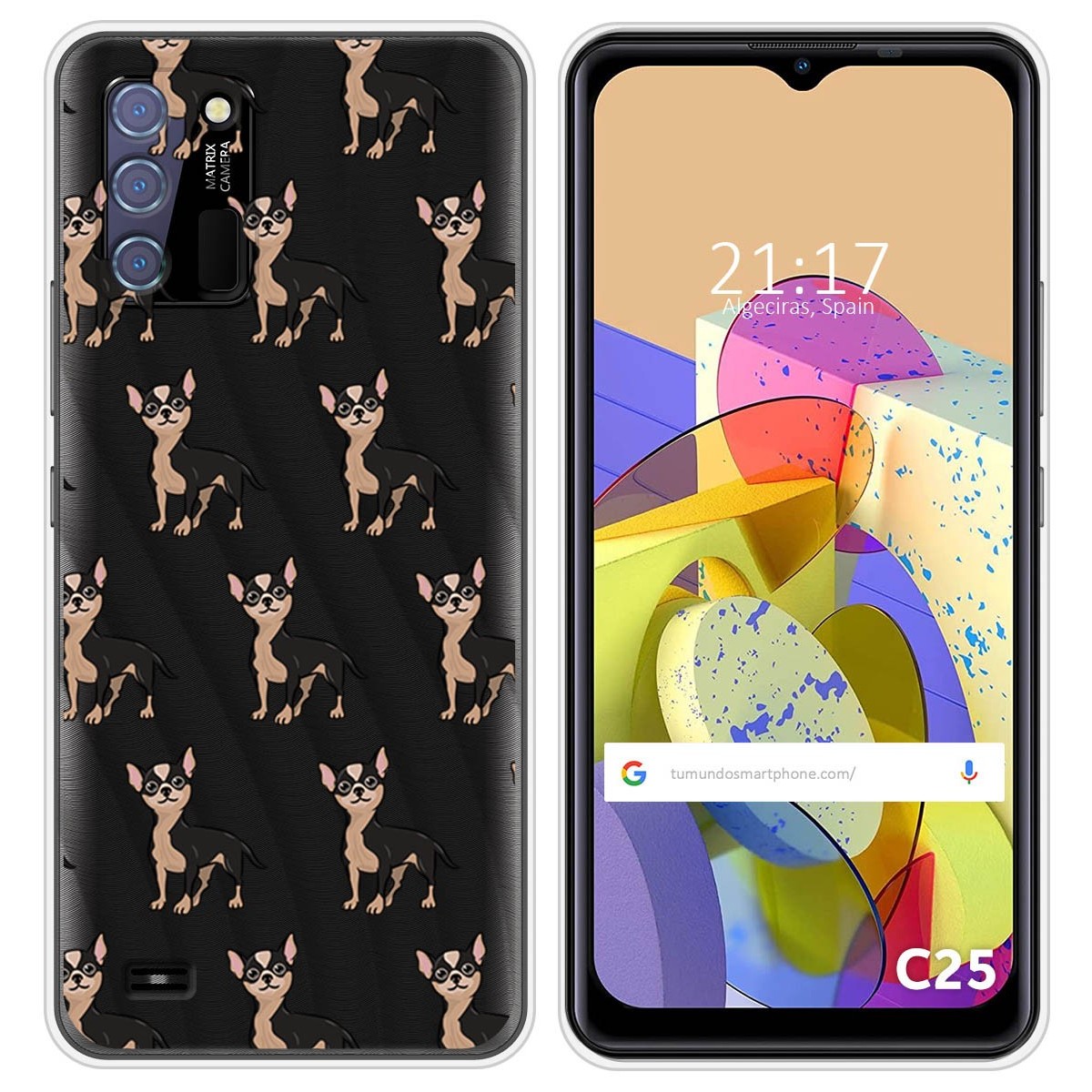 Funda Silicona Transparente para Oukitel C25 diseño Perros 11 Dibujos