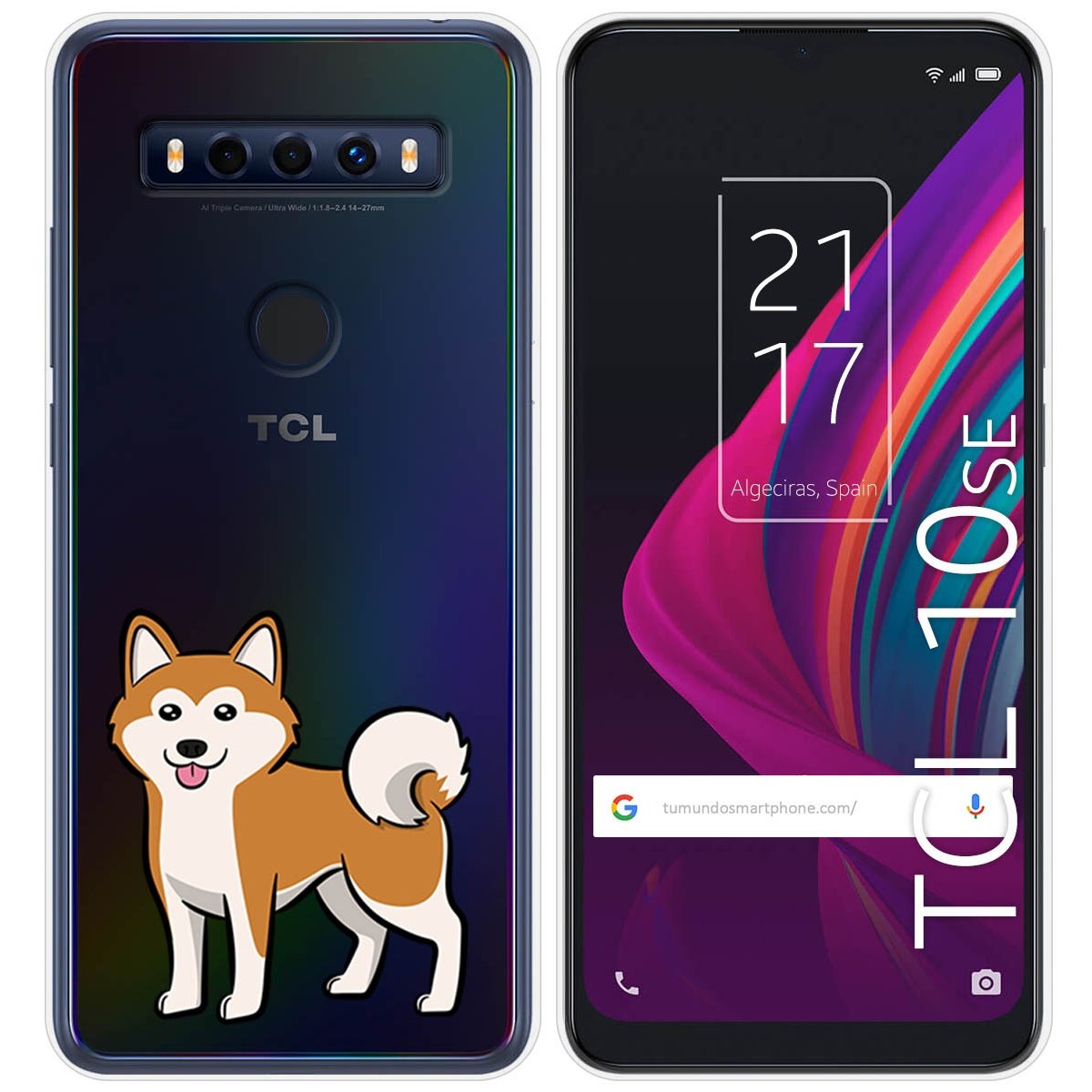 Funda Silicona Transparente para TCL 10 SE diseño Perros 02 Dibujos