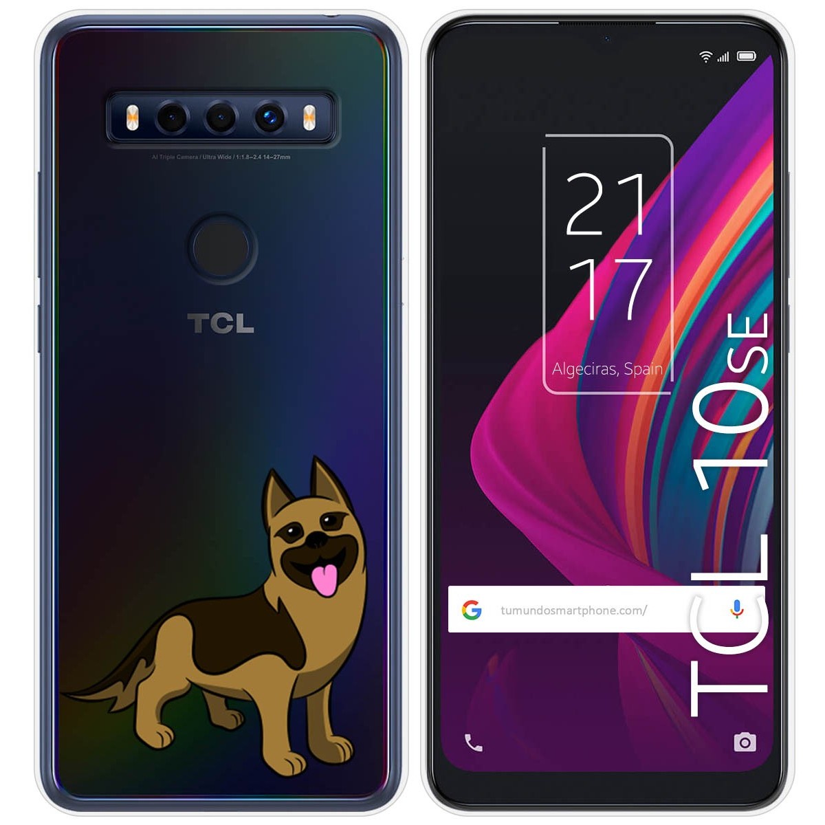 Funda Silicona Transparente para TCL 10 SE diseño Perros 03 Dibujos