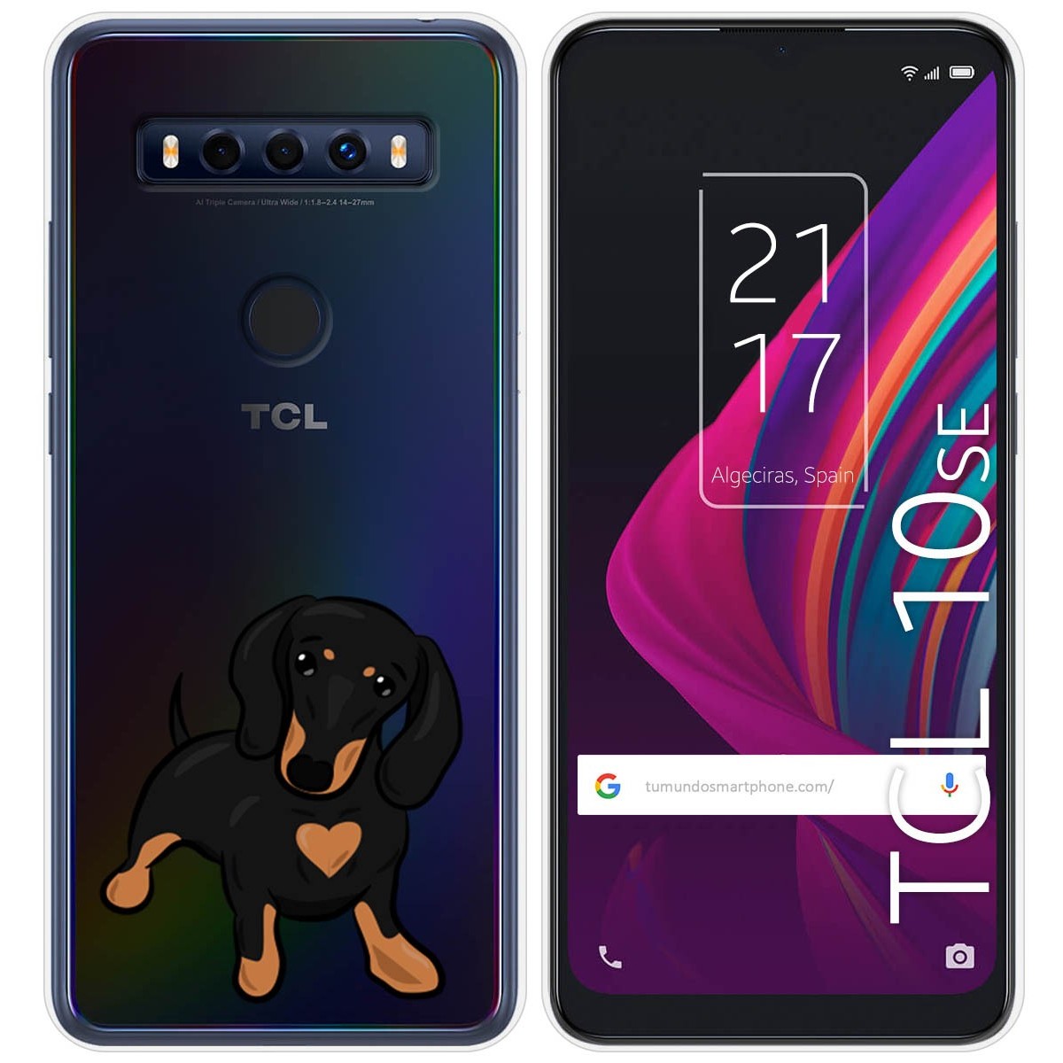 Funda Silicona Transparente para TCL 10 SE diseño Perros 04 Dibujos
