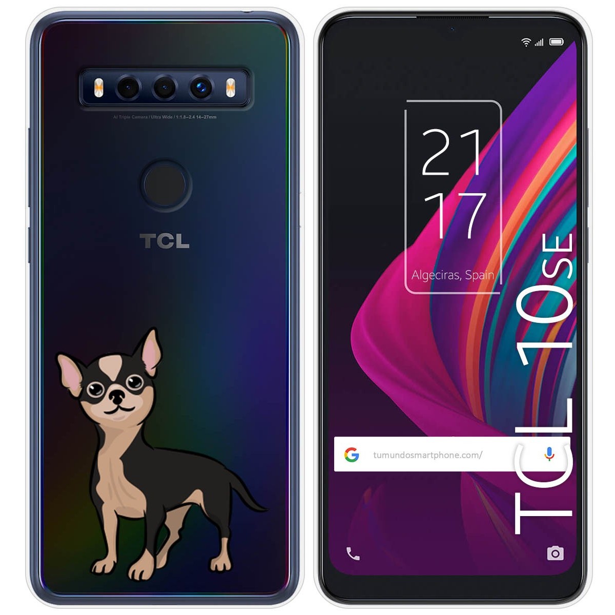 Funda Silicona Transparente para TCL 10 SE diseño Perros 05 Dibujos
