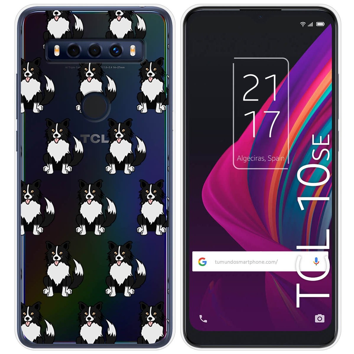 Funda Silicona Transparente para TCL 10 SE diseño Perros 07 Dibujos