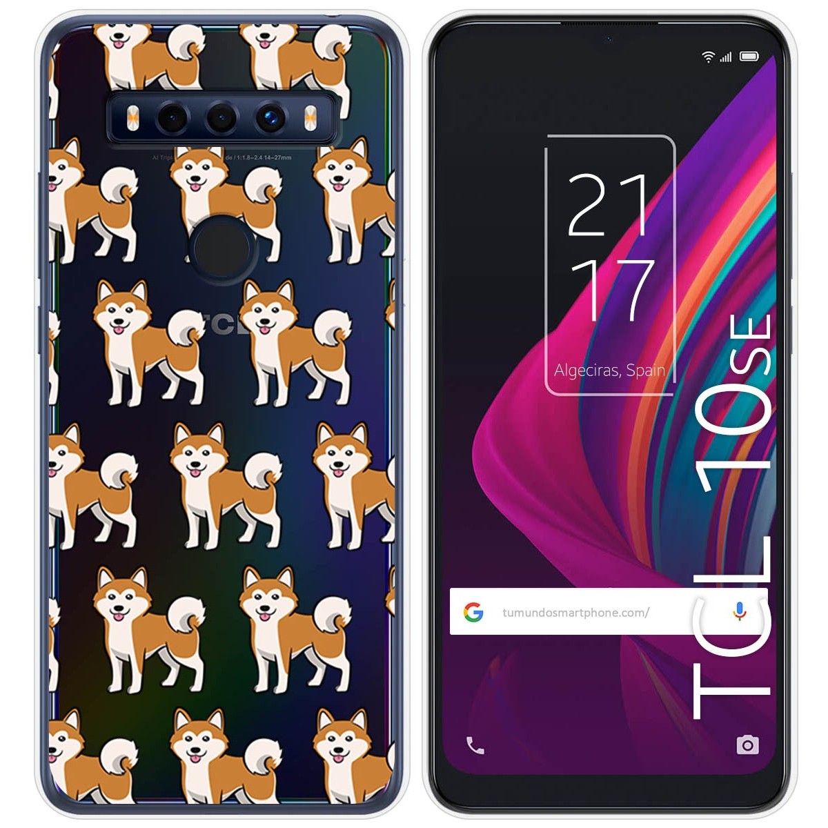 Funda Silicona Transparente para TCL 10 SE diseño Perros 08 Dibujos