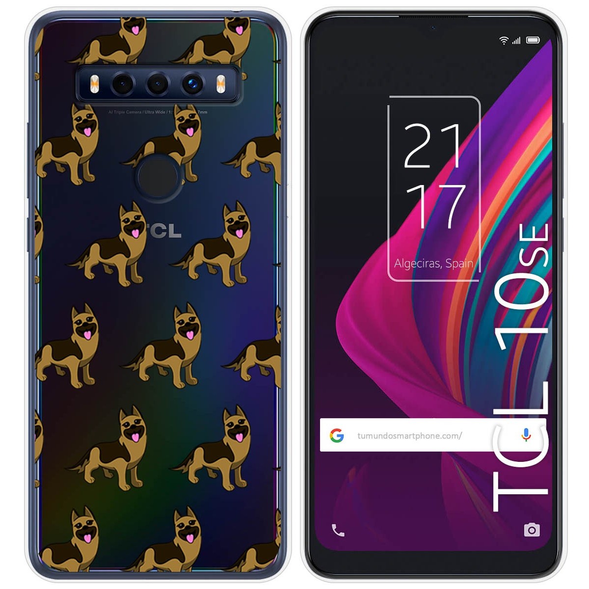 Funda Silicona Transparente para TCL 10 SE diseño Perros 09 Dibujos