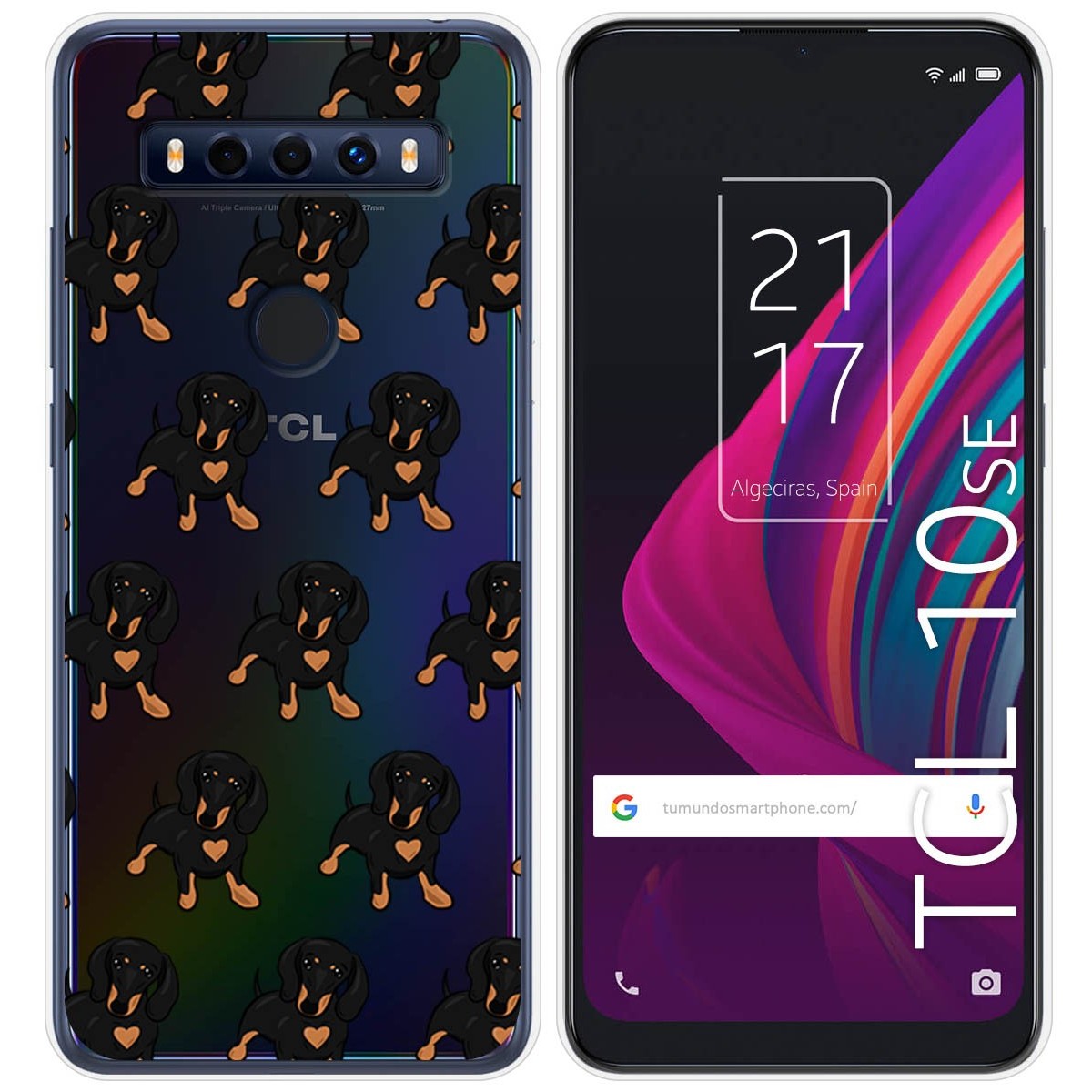 Funda Silicona Transparente para TCL 10 SE diseño Perros 10 Dibujos