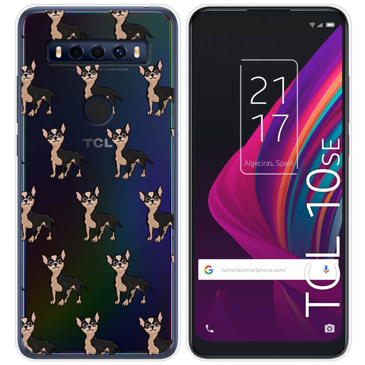 Funda Silicona Transparente para TCL 10 SE diseño Perros 11 Dibujos