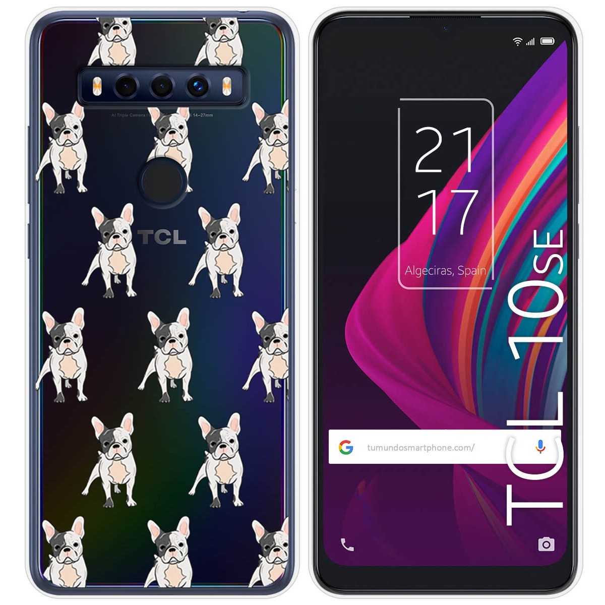 Funda Silicona Transparente para TCL 10 SE diseño Perros 12 Dibujos