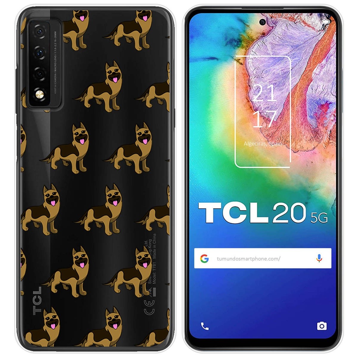 Funda Silicona Transparente para TCL 20 5G diseño Perros 09 Dibujos