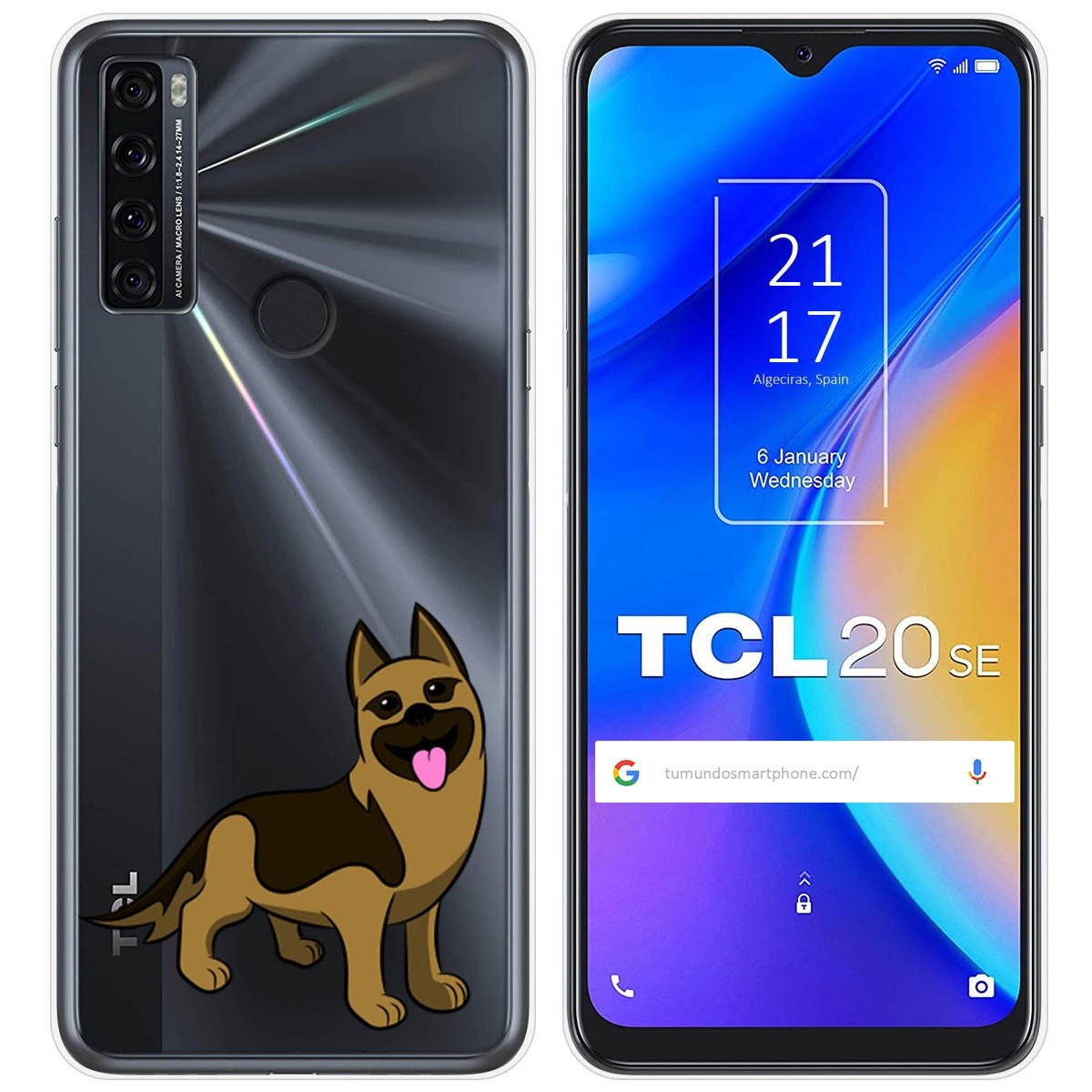 Funda Silicona Transparente para TCL 20 SE diseño Perros 03 Dibujos