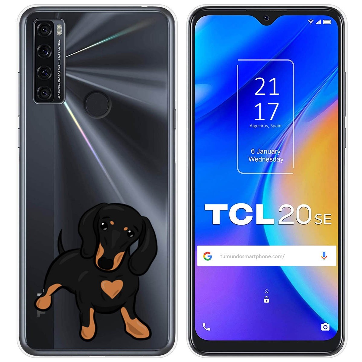 Funda Silicona Transparente para TCL 20 SE diseño Perros 04 Dibujos