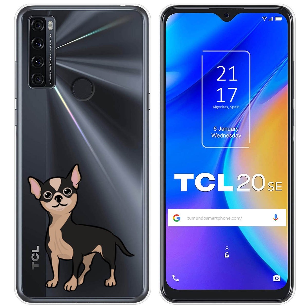 Funda Silicona Transparente para TCL 20 SE diseño Perros 05 Dibujos