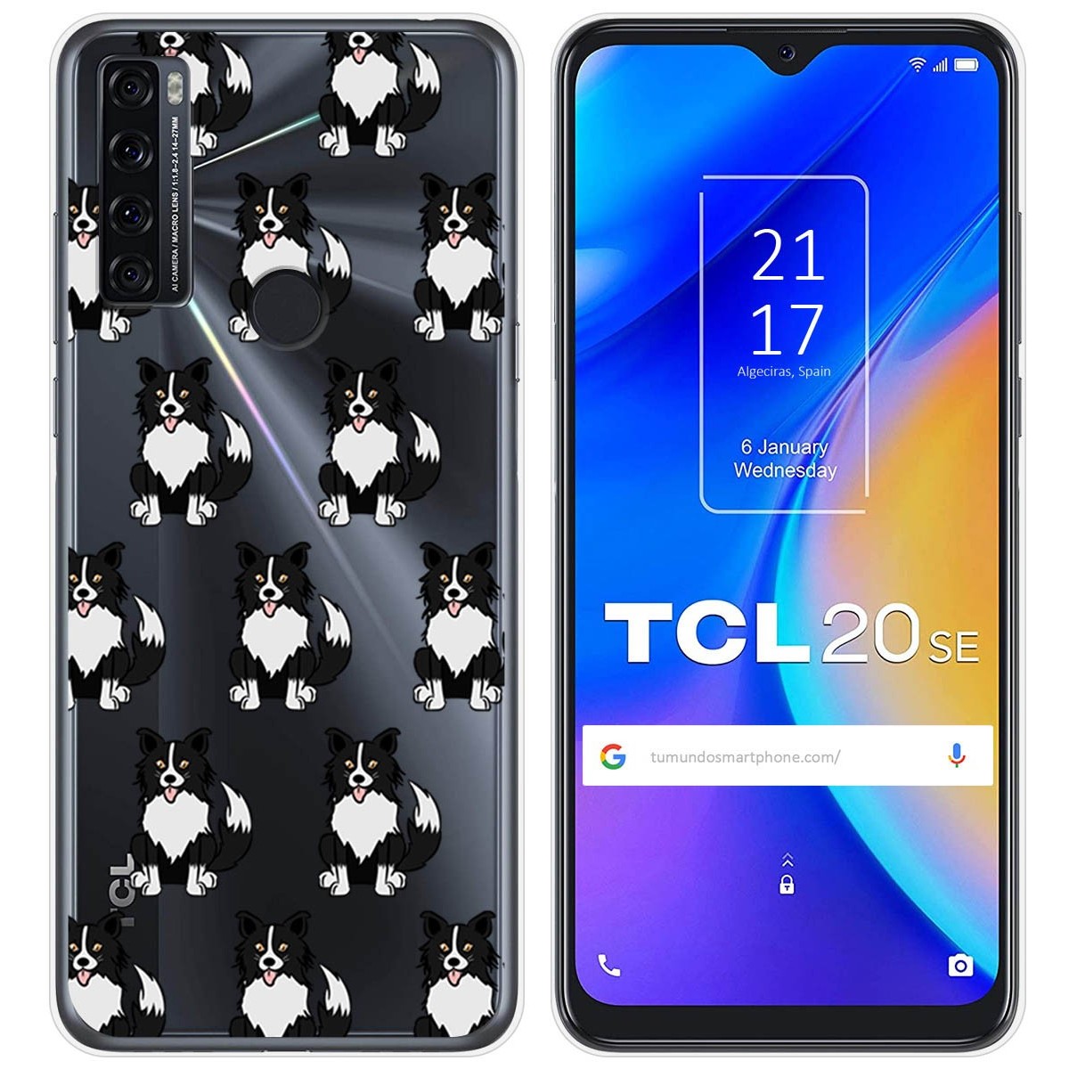 Funda Silicona Transparente para TCL 20 SE diseño Perros 07 Dibujos