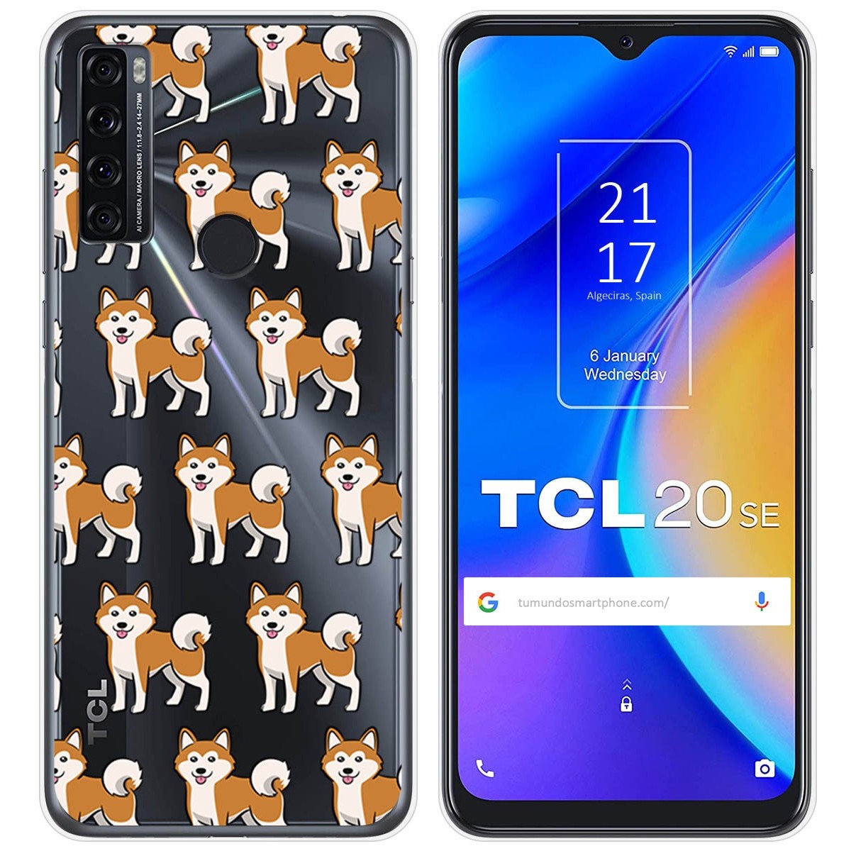 Funda Silicona Transparente para TCL 20 SE diseño Perros 08 Dibujos