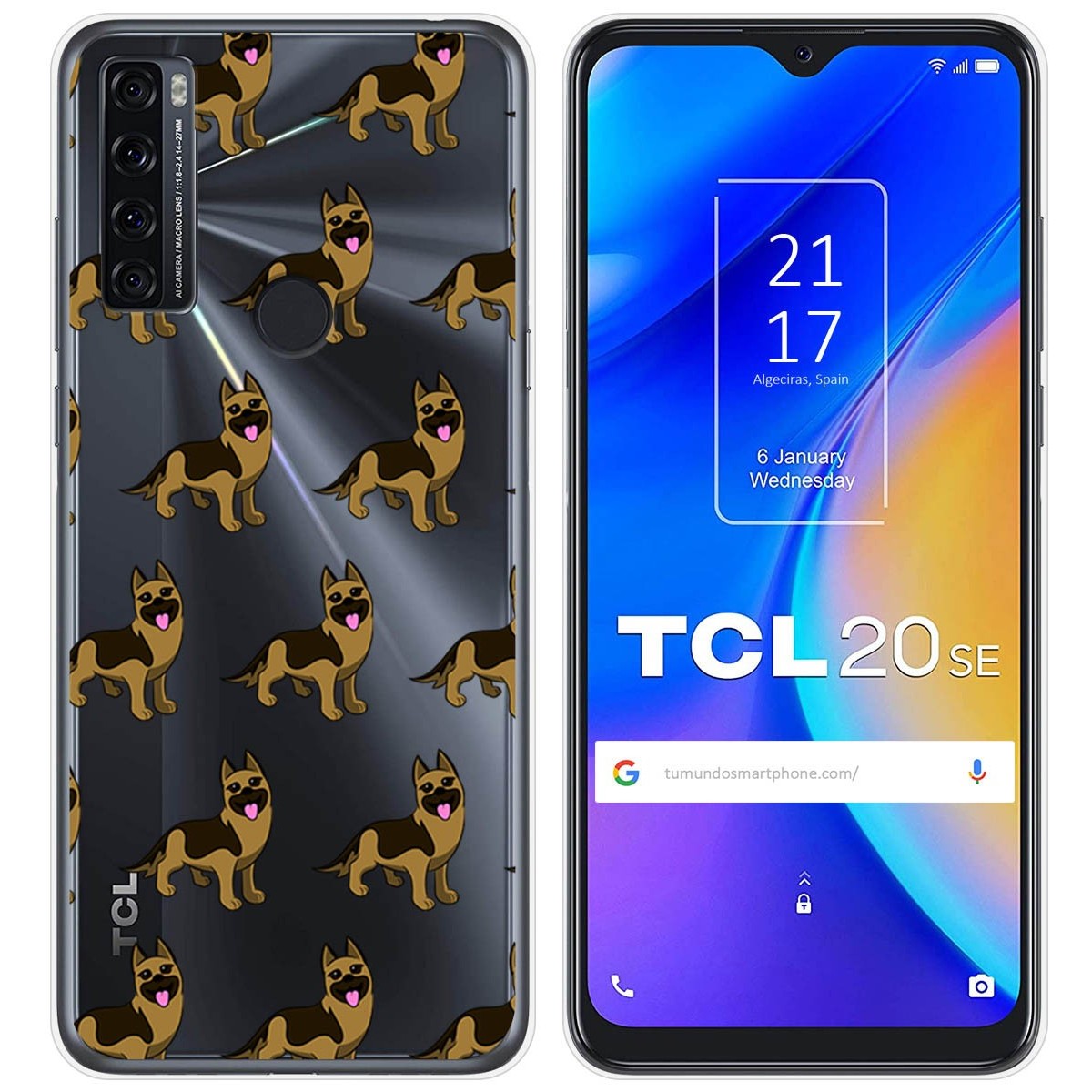 Funda Silicona Transparente para TCL 20 SE diseño Perros 09 Dibujos
