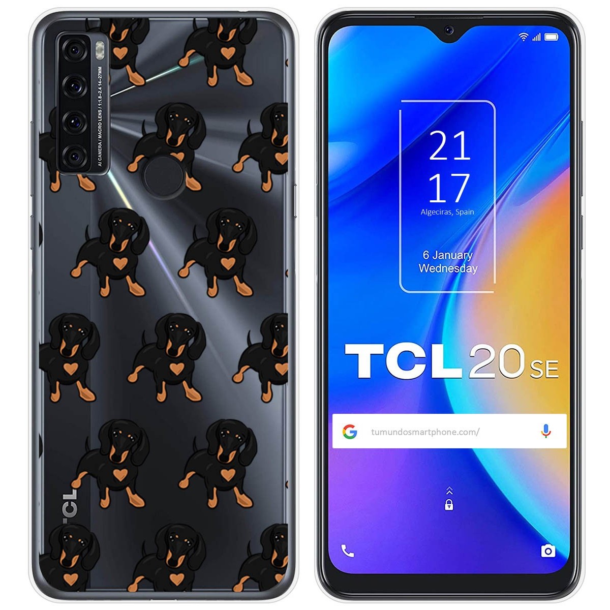 Funda Silicona Transparente para TCL 20 SE diseño Perros 10 Dibujos