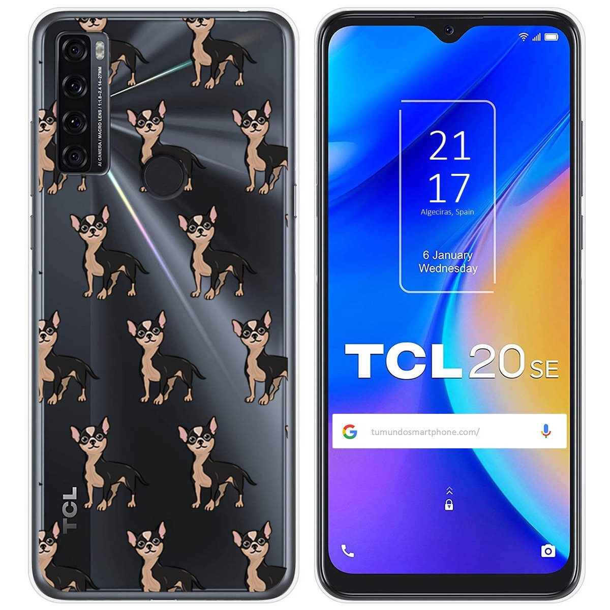 Funda Silicona Transparente para TCL 20 SE diseño Perros 11 Dibujos