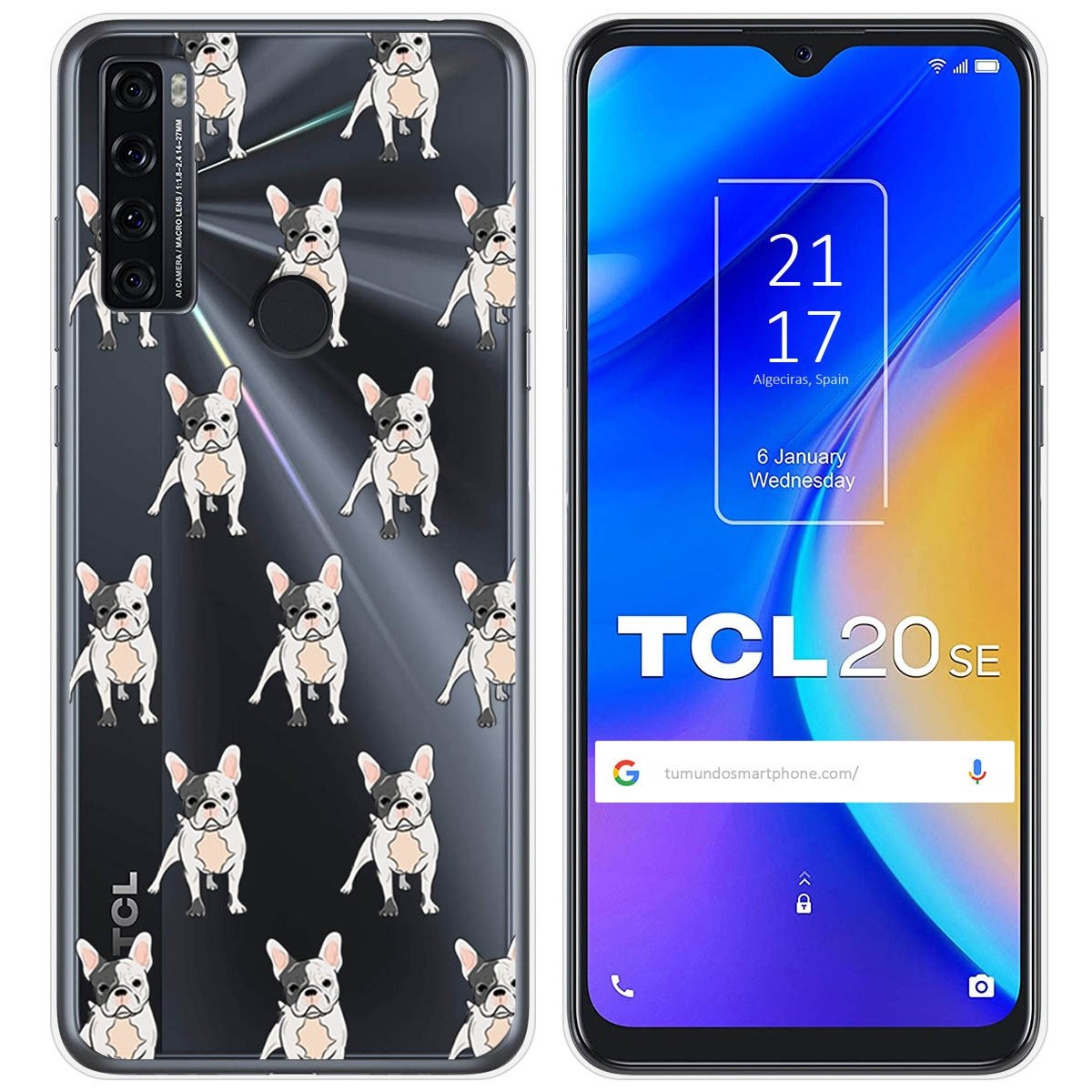 Funda Silicona Transparente para TCL 20 SE diseño Perros 12 Dibujos