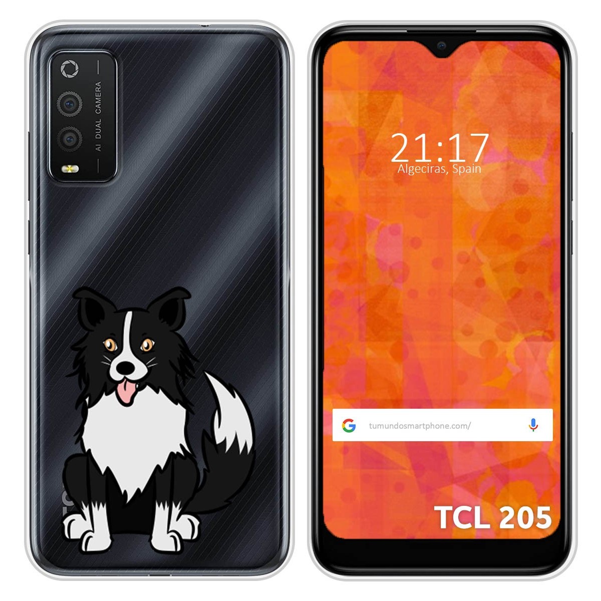 Funda Silicona Transparente para TCL 205 diseño Perros 01 Dibujos