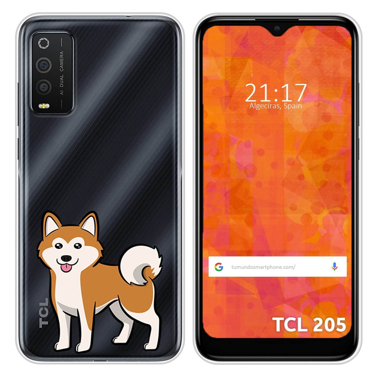 Funda Silicona Transparente para TCL 205 diseño Perros 02 Dibujos