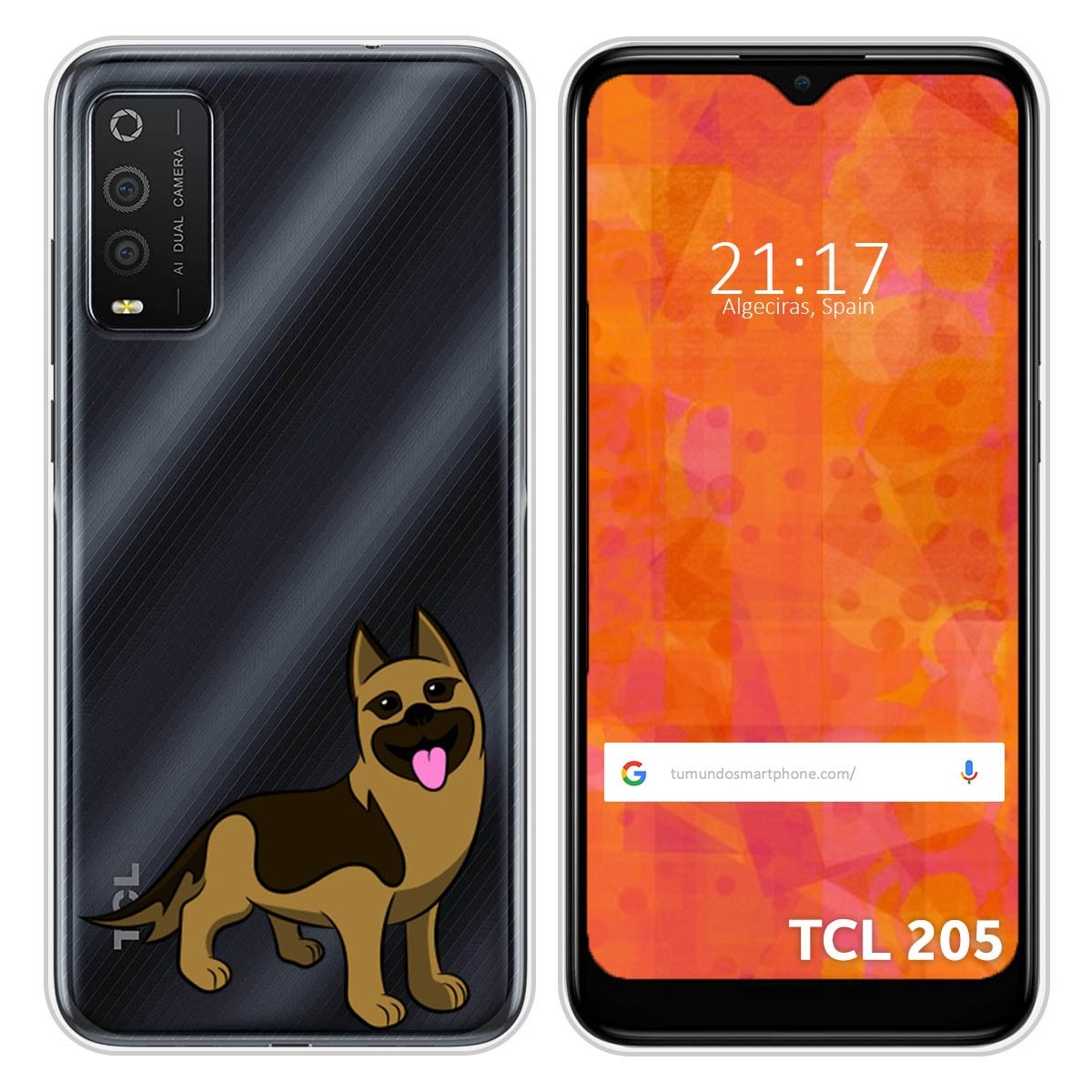 Funda Silicona Transparente para TCL 205 diseño Perros 03 Dibujos