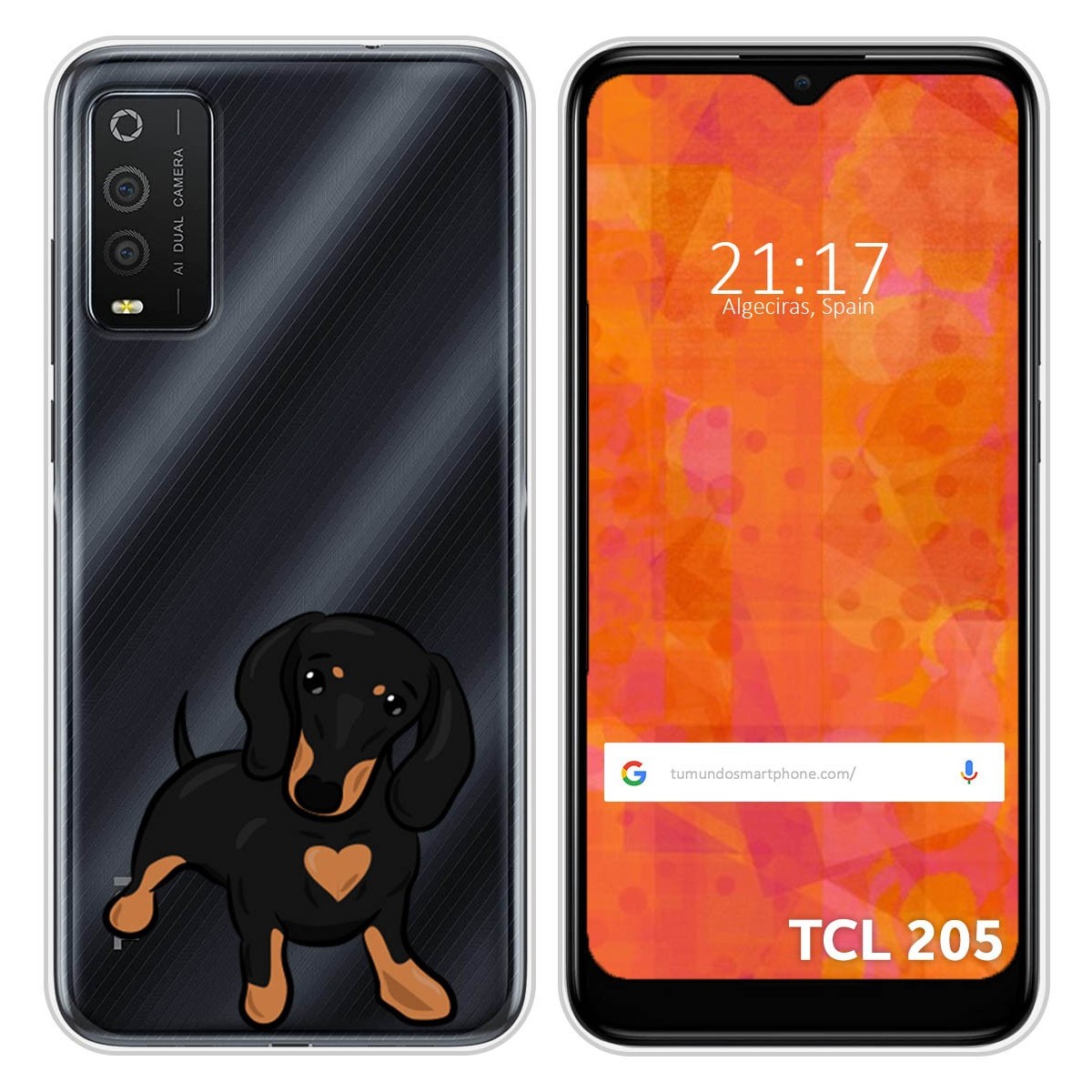 Funda Silicona Transparente para TCL 205 diseño Perros 04 Dibujos