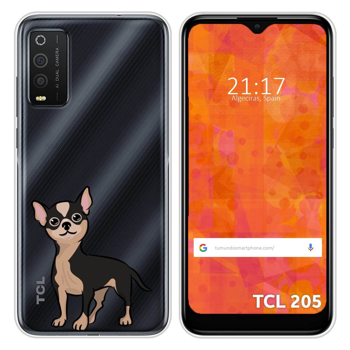 Funda Silicona Transparente para TCL 205 diseño Perros 05 Dibujos