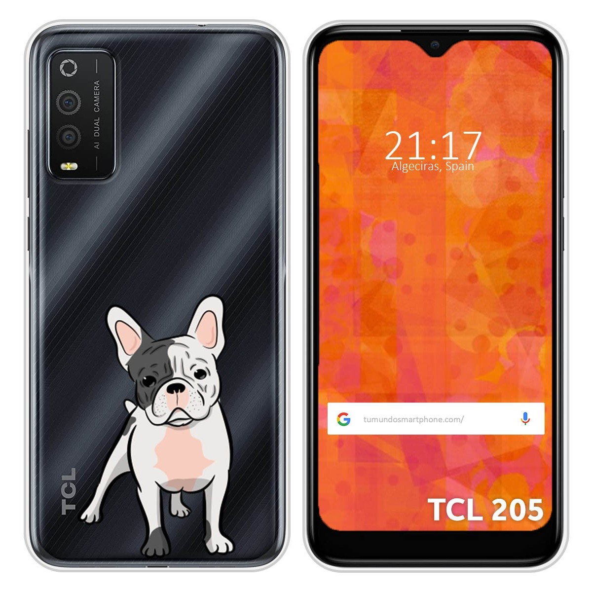 Funda Silicona Transparente para TCL 205 diseño Perros 06 Dibujos