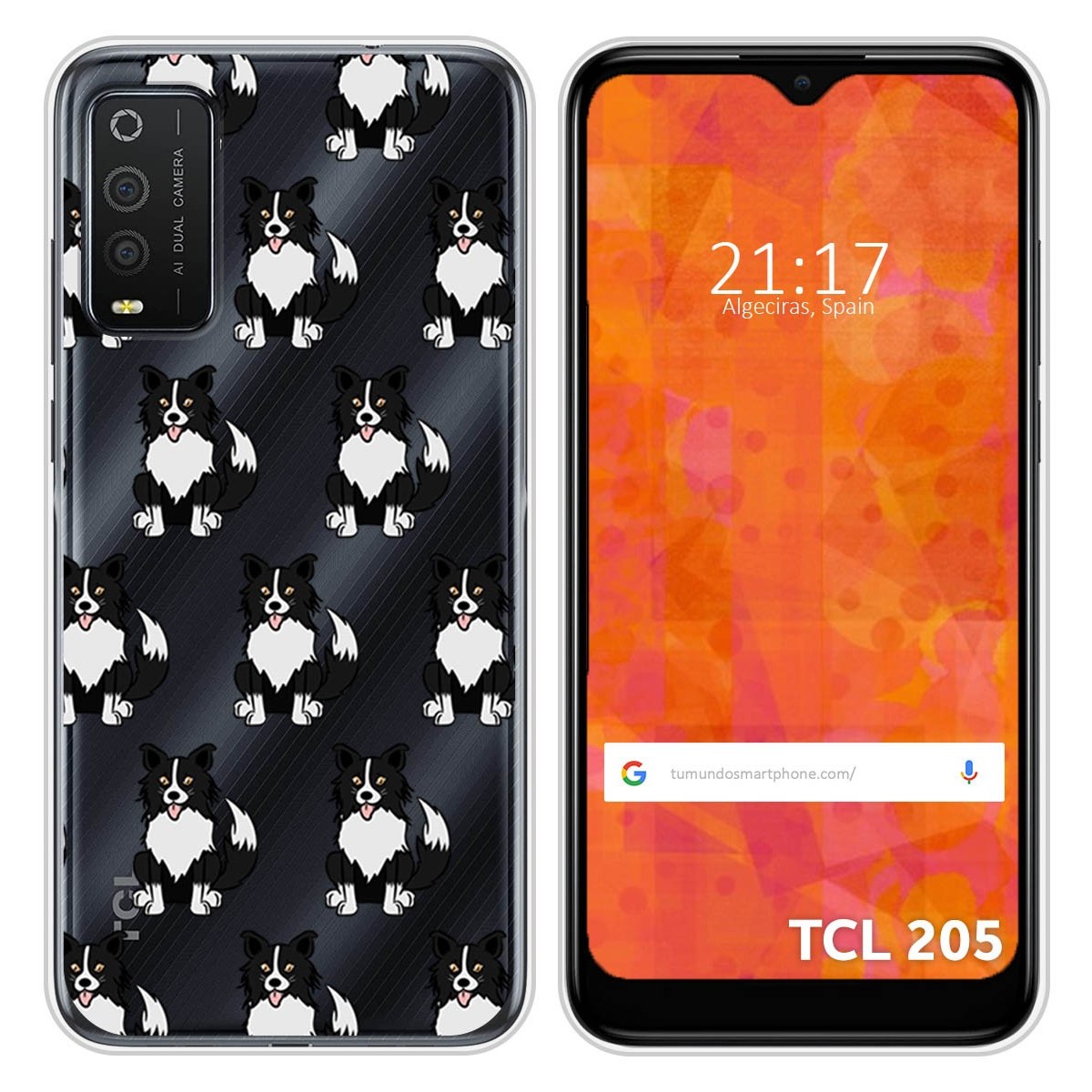 Funda Silicona Transparente para TCL 205 diseño Perros 07 Dibujos