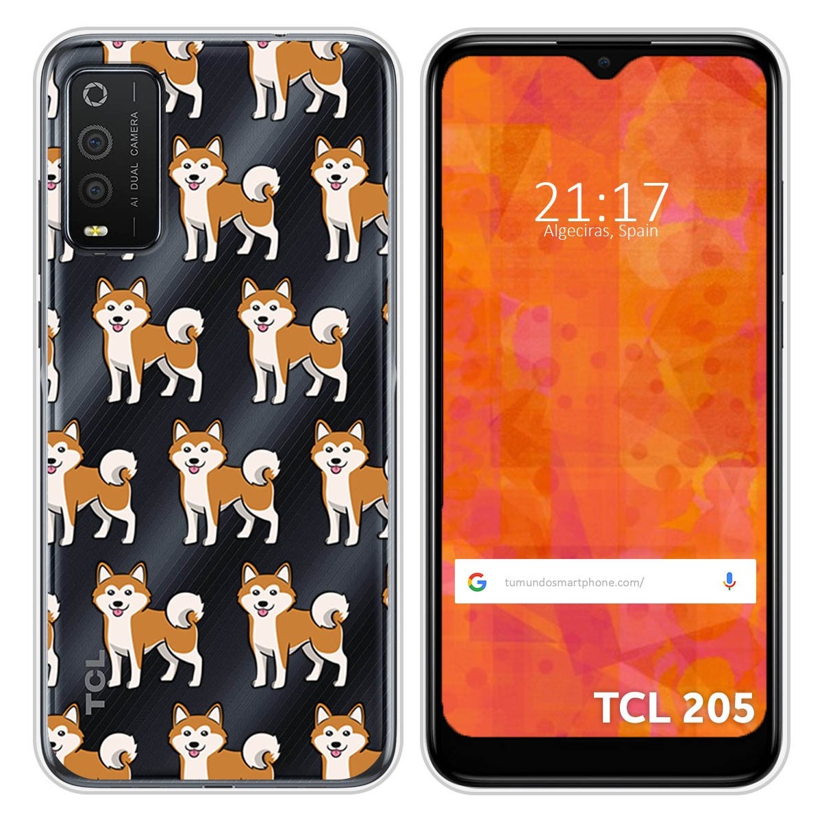 Funda Silicona Transparente para TCL 205 diseño Perros 08 Dibujos